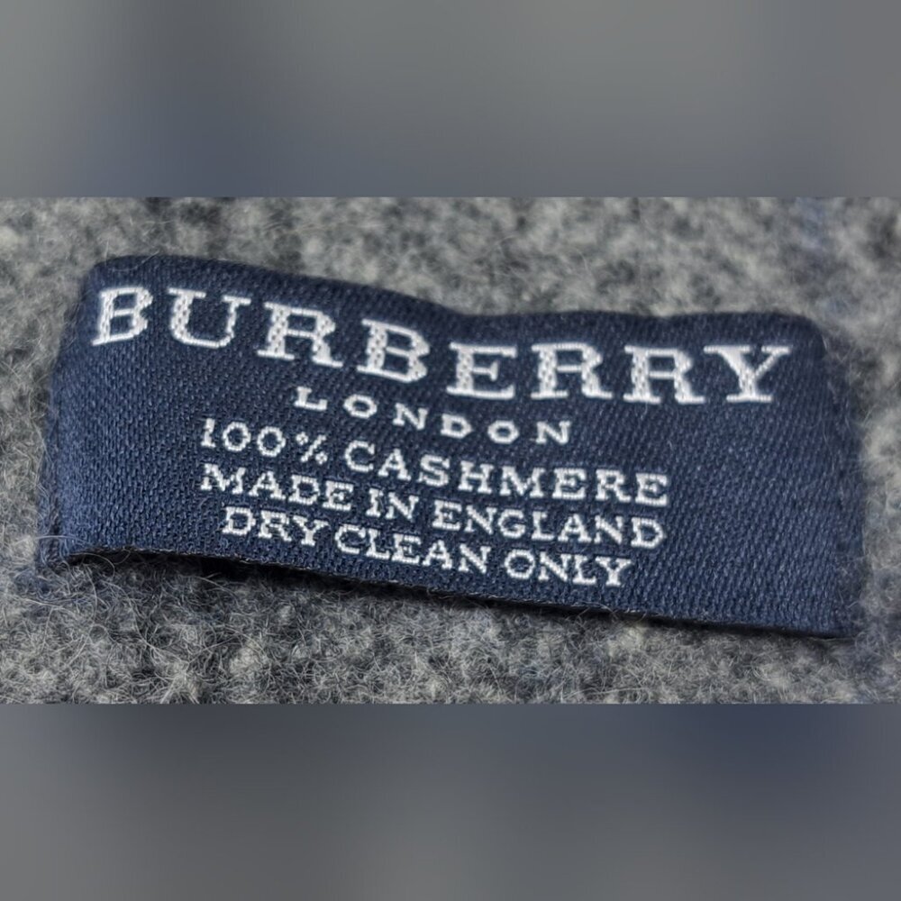 Burberry Vintage Scarf Check Speckled Gray 100% Cashmere England Y2K 42" x 11" - Picture 4 of 11